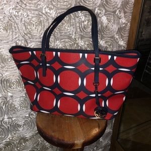 Micheal Kors red and blue purse